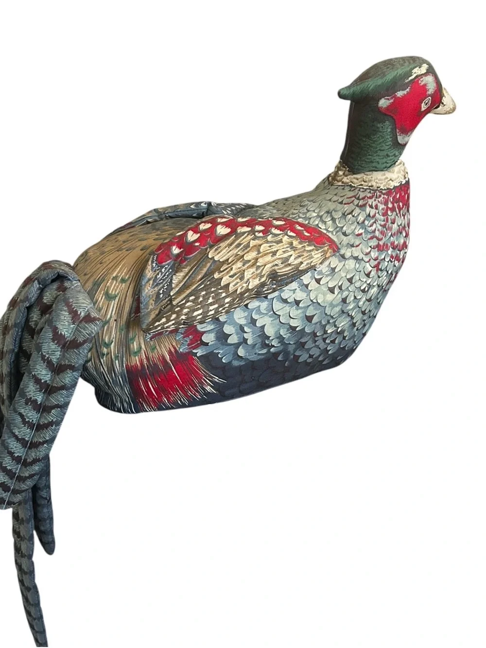 vtg pheasant accent pillow fabric primitive style Bird Primitive Style